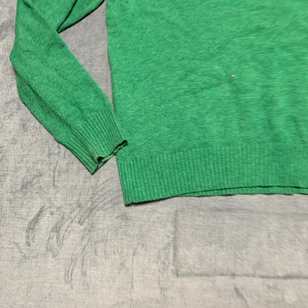 Banana Republic Sweater Mens Medium Green Tight Knit Ribbed Trim Long Sleeve
